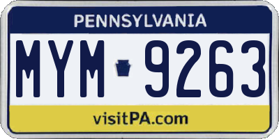 PA license plate MYM9263