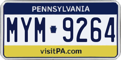 PA license plate MYM9264