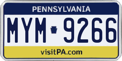 PA license plate MYM9266