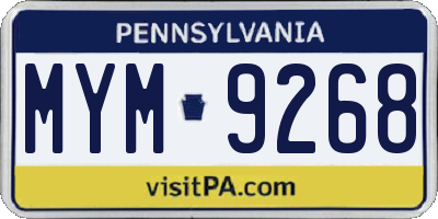 PA license plate MYM9268