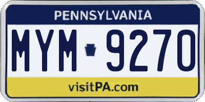 PA license plate MYM9270