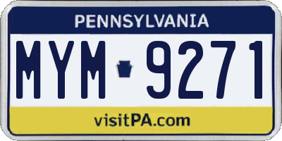 PA license plate MYM9271