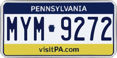 PA license plate MYM9272