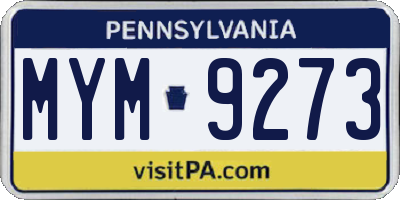 PA license plate MYM9273