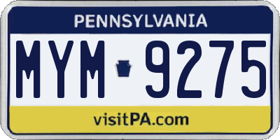 PA license plate MYM9275