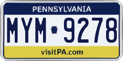 PA license plate MYM9278