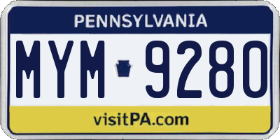 PA license plate MYM9280
