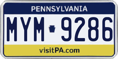 PA license plate MYM9286