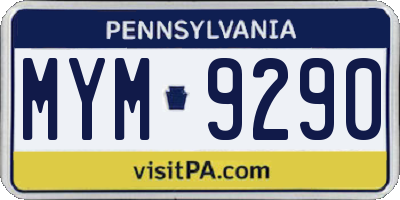 PA license plate MYM9290