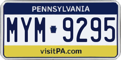 PA license plate MYM9295