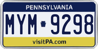 PA license plate MYM9298
