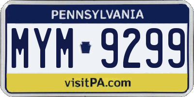 PA license plate MYM9299