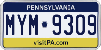 PA license plate MYM9309