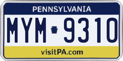 PA license plate MYM9310