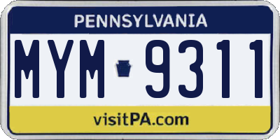 PA license plate MYM9311