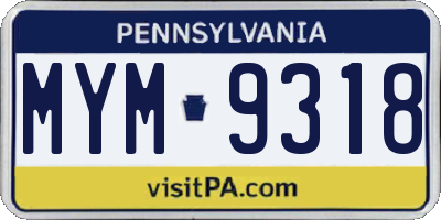 PA license plate MYM9318