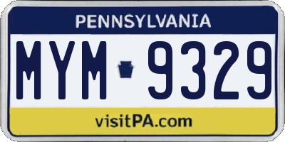 PA license plate MYM9329