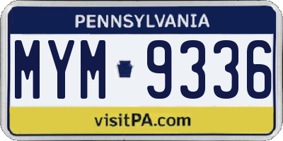 PA license plate MYM9336