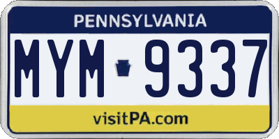 PA license plate MYM9337