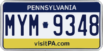 PA license plate MYM9348