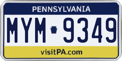PA license plate MYM9349