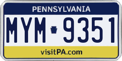 PA license plate MYM9351
