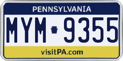 PA license plate MYM9355