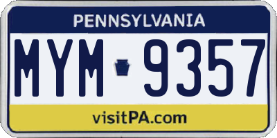 PA license plate MYM9357