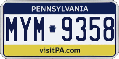 PA license plate MYM9358