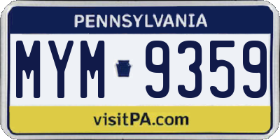 PA license plate MYM9359