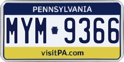 PA license plate MYM9366