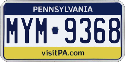 PA license plate MYM9368