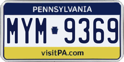 PA license plate MYM9369