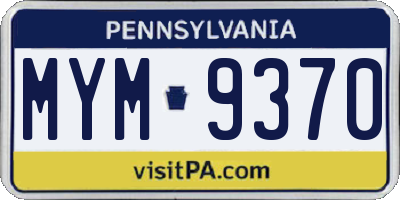 PA license plate MYM9370