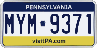 PA license plate MYM9371