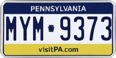 PA license plate MYM9373