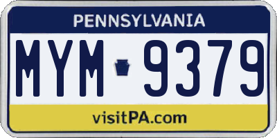 PA license plate MYM9379