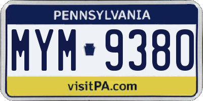PA license plate MYM9380