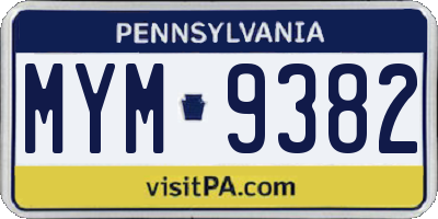 PA license plate MYM9382