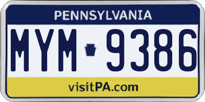 PA license plate MYM9386