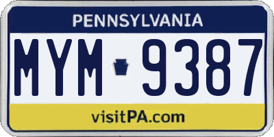 PA license plate MYM9387