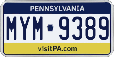 PA license plate MYM9389