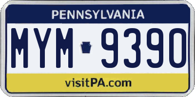 PA license plate MYM9390