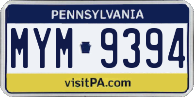 PA license plate MYM9394