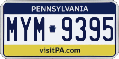 PA license plate MYM9395