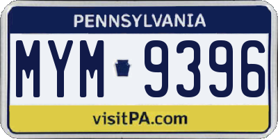 PA license plate MYM9396