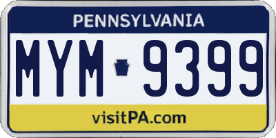PA license plate MYM9399