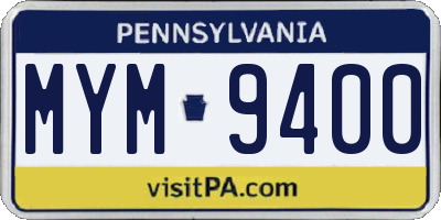 PA license plate MYM9400