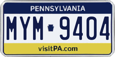PA license plate MYM9404