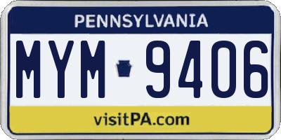 PA license plate MYM9406